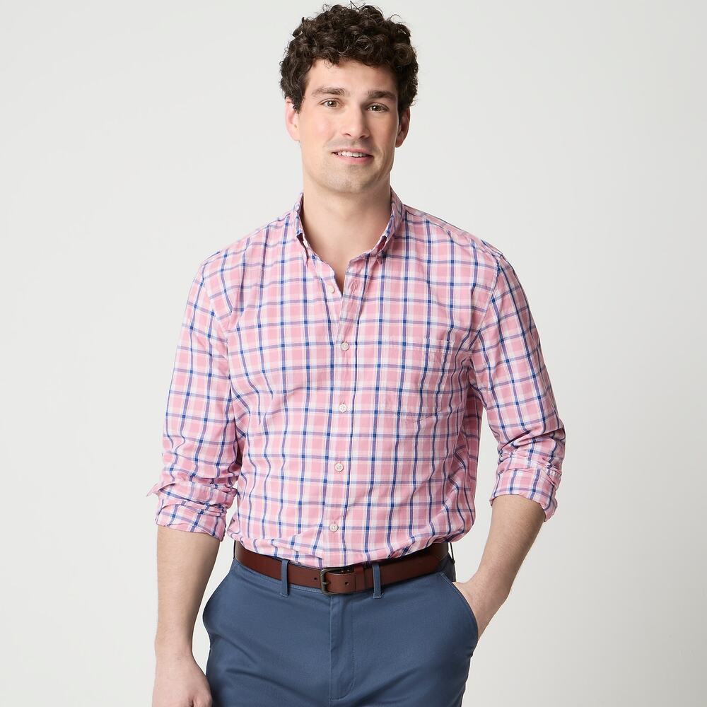 NWT J.Crew Factory Men's Classic-Fit Flex Casual Shirt in Peony/Blue size Medium